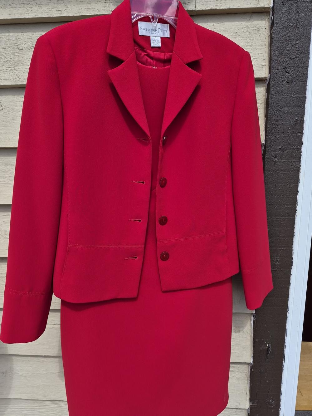 Conrad C Proportion Petites Red Dress Suit Dress 6 Jacket 4